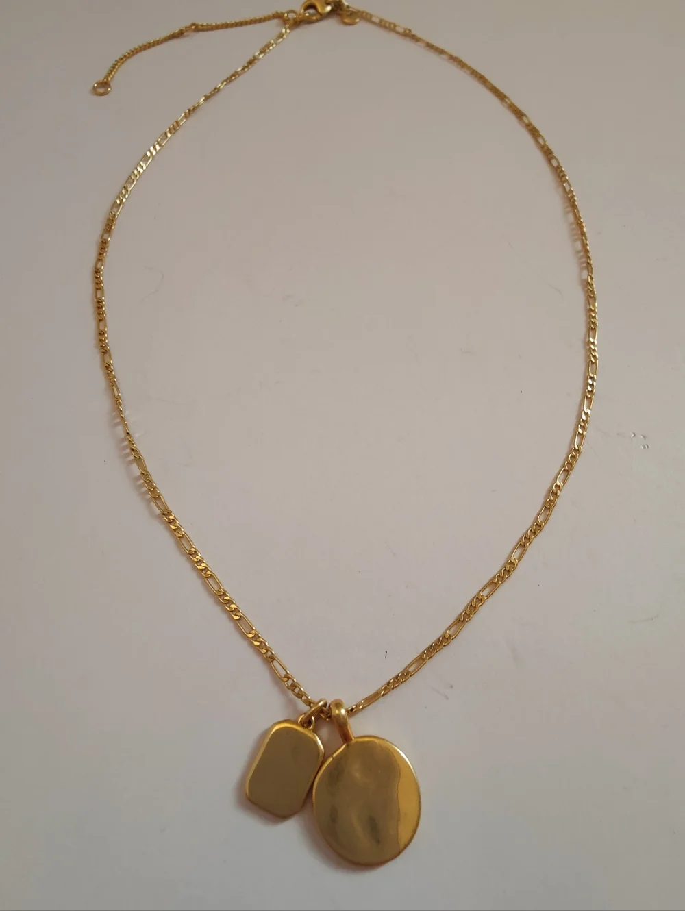 Madewell Gold Tone Layered Pendant Necklace Double Charm Disc Tag 18-21 In - Picture 5 of 9